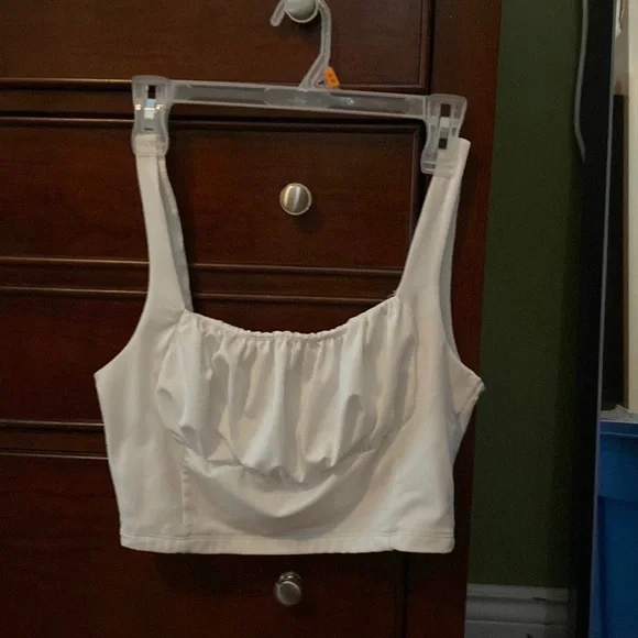 White Ruched Bust Crop Top - Picture 3 of 6
